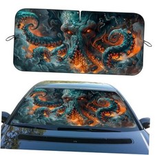 Car Windshield Sun Shade, Blocks UV Rays, Sun Visor 59"L x 31.5"W Cthulhu