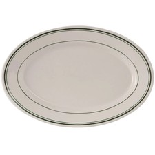 Tuxton China Inc Green Bay 11-5/8" Amr White/Eggshell w/ Green Band Platter