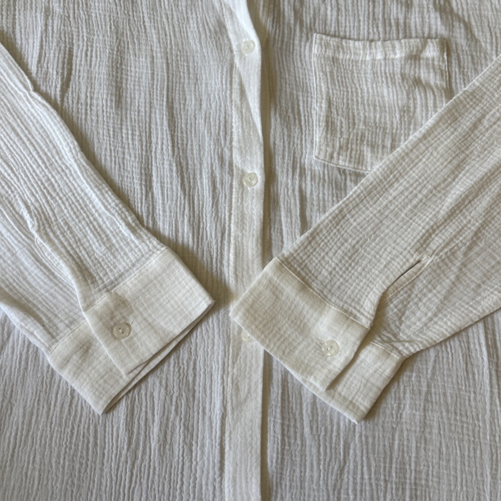 Shade & Shore White Gauze Crinkle Button Down Oversized Cover-Up Shirt XL