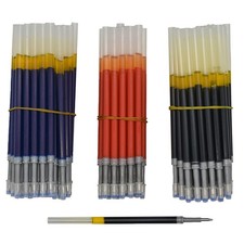 100PCS Retractable Gel Ink Pen Refills 3 Colors Black Blue Red Metal Tip 0.5 ...