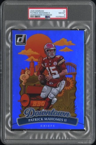 2025 PANINI DONRUSS DOWNTOWN OVERSIZE #8 PATRICK MAHOMES II PSA 8