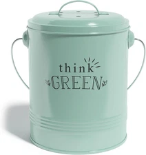 Compost Bin for Kitchen Counter 1.2 Gallon with Lid & Smell-Absorbing Filters -