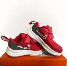 Nike Pico 5 Unisex Kids Low Top Sneaker US 4C Red/White/Gray Hook Loop