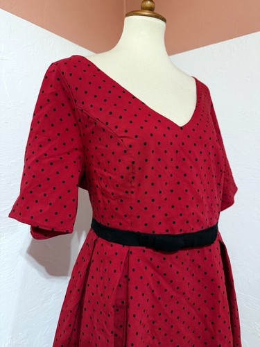 NWT Retro Chic Torrid Polka Dot Pinup Rockabilly Swing Red Midi Belted Dress 18 - Picture 4 of 8