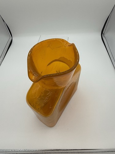 Blenko Experimental Canary Variant, 384 Water Bottle, Double Spout Pitcher - Picture 12 of 18