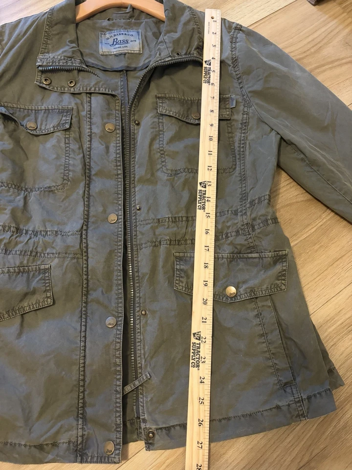 Men’s G.H Bass & Co military field jacket style, size XS/S, olive green cotton - Image 3 of 4