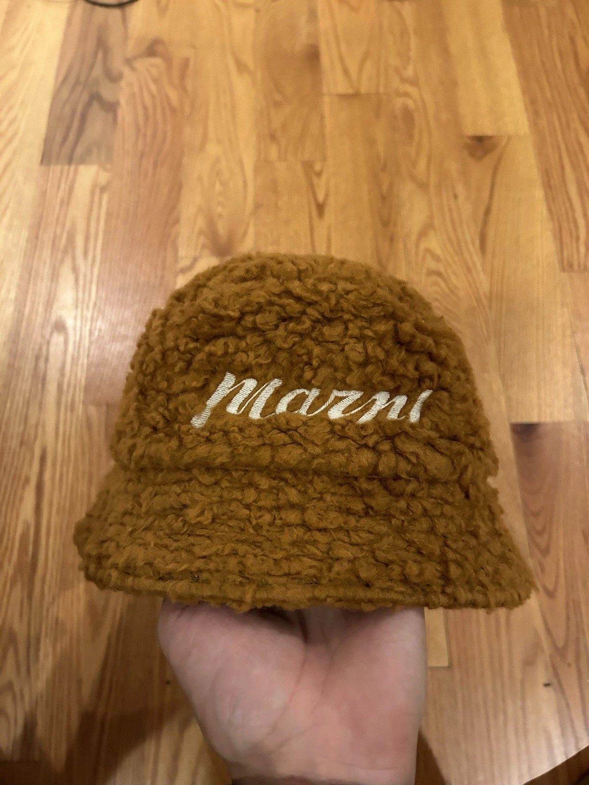 Size M - Marni Embroidered Logo Fleece Bucket Hat - Tan