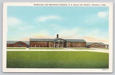 Postcard Auditorium Recreation Building US Naval Air Station Ottumwa Iowa