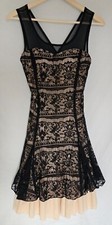 Beige and Black Lace Party Cocktail Holidays Dress Size M