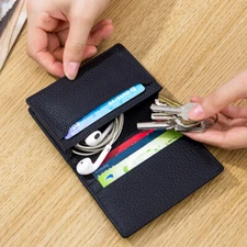 RFID Mens Slim Front Pocket Wallet Genuine Leather Bifold ID/Credit Card Holder