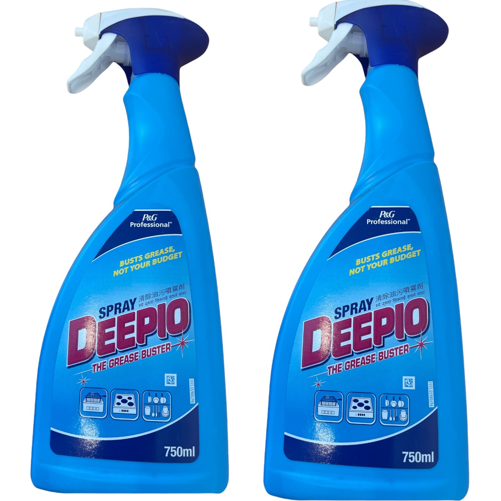 2 Pack Spray Deepio Professional Kitchen Degreaser Spray 750ml Grease
