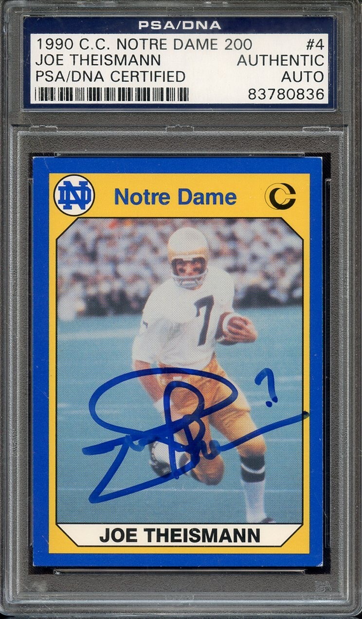 1990 CC NOTRE DAME 200 4 SIGNED JOE THEISMANN PSA/DNA AUTO AUTHENTIC 