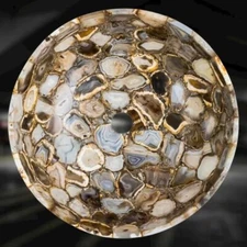 18" Brown Unique Agate Stone Bathroom Sink Gemstone Crystal Kitchen Slab Decors