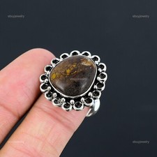 925 Silver Throat Chakra Tibetan Turquoise Stone Statement Mother Stackable Ring