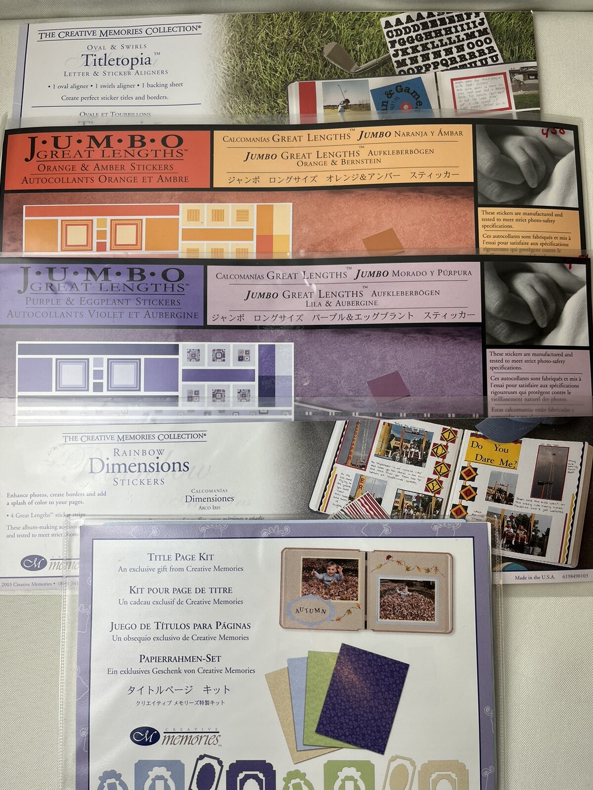 Creative Memories Oval Swirl Rainbow Stickers Great Lengths Title Page Kit  