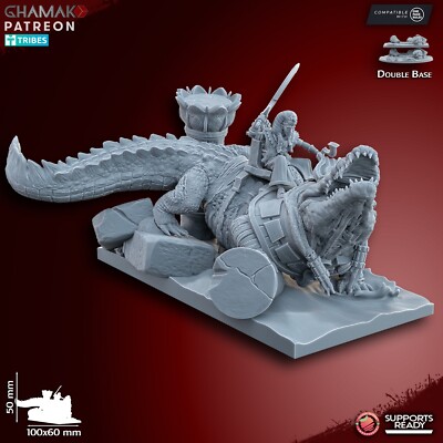1x Pharao God-King auf Krokodil Ghamak für AoS Sigmar Gruftkönige Bone Dragon