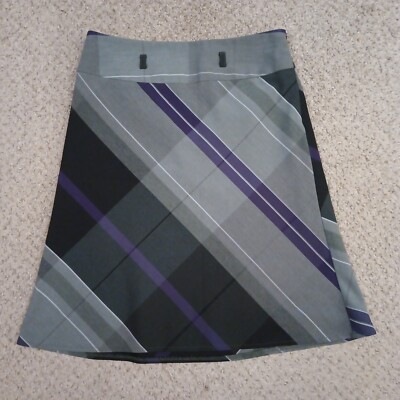 Speak 2 Me Skirt Size 3 Gray Purple Knee Length Side Zip A-Line