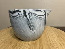 CIRCO Rimmed Marble Mixing Bowl | White and Gray Medium Size 10 Cups 8.5” x 6.5”