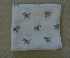 Amazing Baby Zebra Print Swaddle Blanket Muslin Cotton White Gray