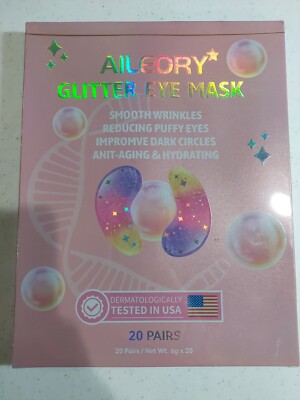 NEW Aileory Glitter Under Eye Patches Smooth Wrinkles Puffy Dark Eyes 20 Pairs
