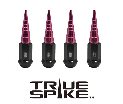 16PC TRUE SPIKE 89MM 12X1.25 STEEL LUG NUTS W/ PINK EXTENDED