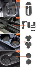For Jeep Wrangler Jk 07-10 Carbon Fiber 10xGear Shift+Water Cup Panel Trims LHD