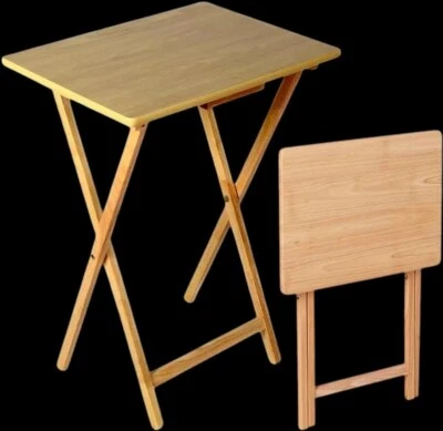 MMWZ Oak Wooden Folding Laptop Table TV Side Coffee Tea Picnic Camping Home Parties