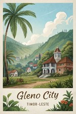 Majestic Gleno City - Timor-Leste Vintage Style Travel Poster Art Print 