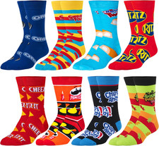  Snack Food Value Bundle   8-Pack Novelty Crew Socks Gift Set Large Sizes for Me