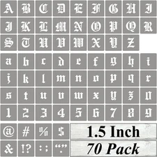 1.5 Inch Old English Letter Stencil Set - 70 Reusable Templates for Painting