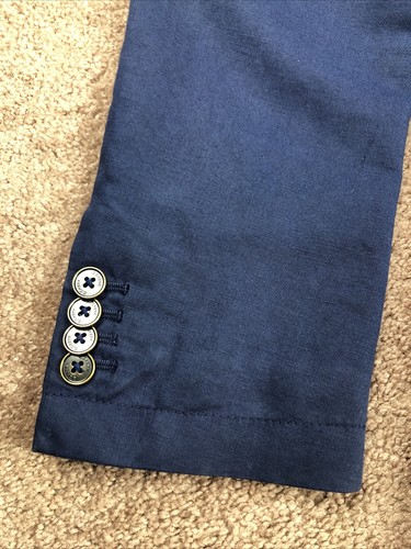 Z Zegna Cotton/Linen Blue Twill Sport Coat Size 38R - Picture 4 of 9