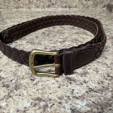 Braided Brown Men  s Belt Solid Brass Buckle 51 inches in length