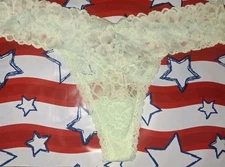 NeW Vs Older Style Lace Glitter Strappy thong Panty Size Medium Iced Keylime