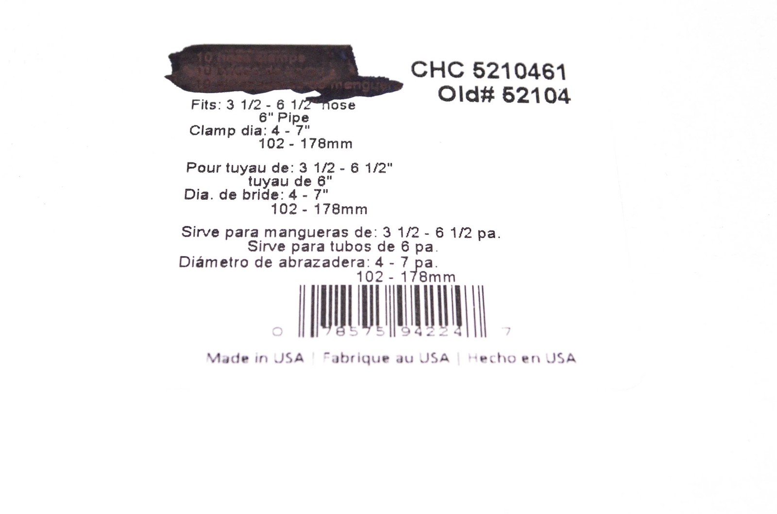 Ideal Tridon CHC 5210461, 52104 Hose Clamp NOS