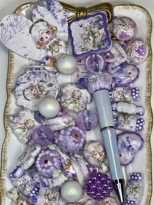 #ad 36 ScullPanda Purple Princess✨Focal Beads For Beadable Pen✨Phone Chain✨Keychain $14.99