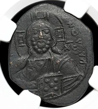 BYZANTINE. Anonymous Christ Follis, 975-1035 AD. Class A2/A3, NGC XF