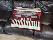 VINTAGE CASTIGLIONI IVORY MADE IN ITALY RED ACCORDIAN WITH CASE