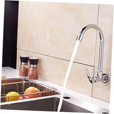 Cold Water Sink Faucet - Single Handle One Hole High Arc Wall Mount Stainless