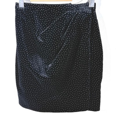 Theory New Black White Dot Velvet Pleat Wrap Skirt Size 0 mini micro coquette