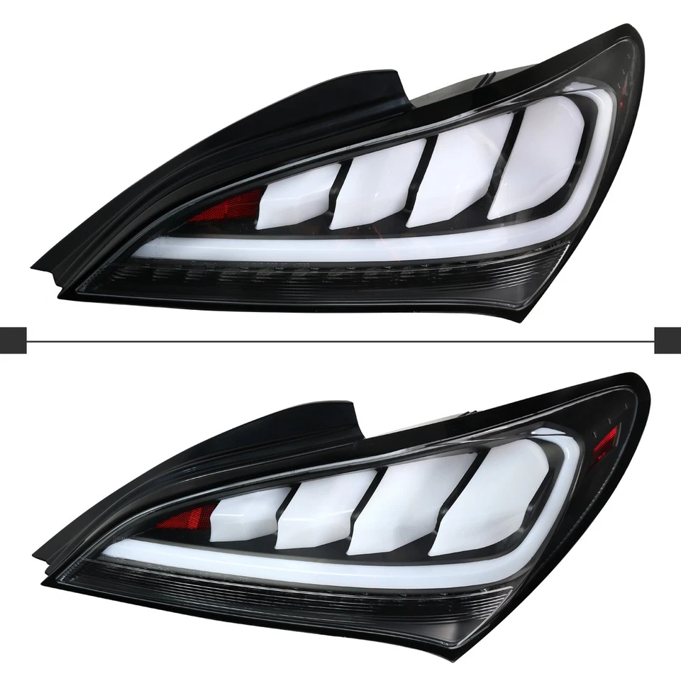 Black Tail Lights Fits 2010-2016 Hyundai Genesis Coupe LED Sequential Signal - Image 4 of 4