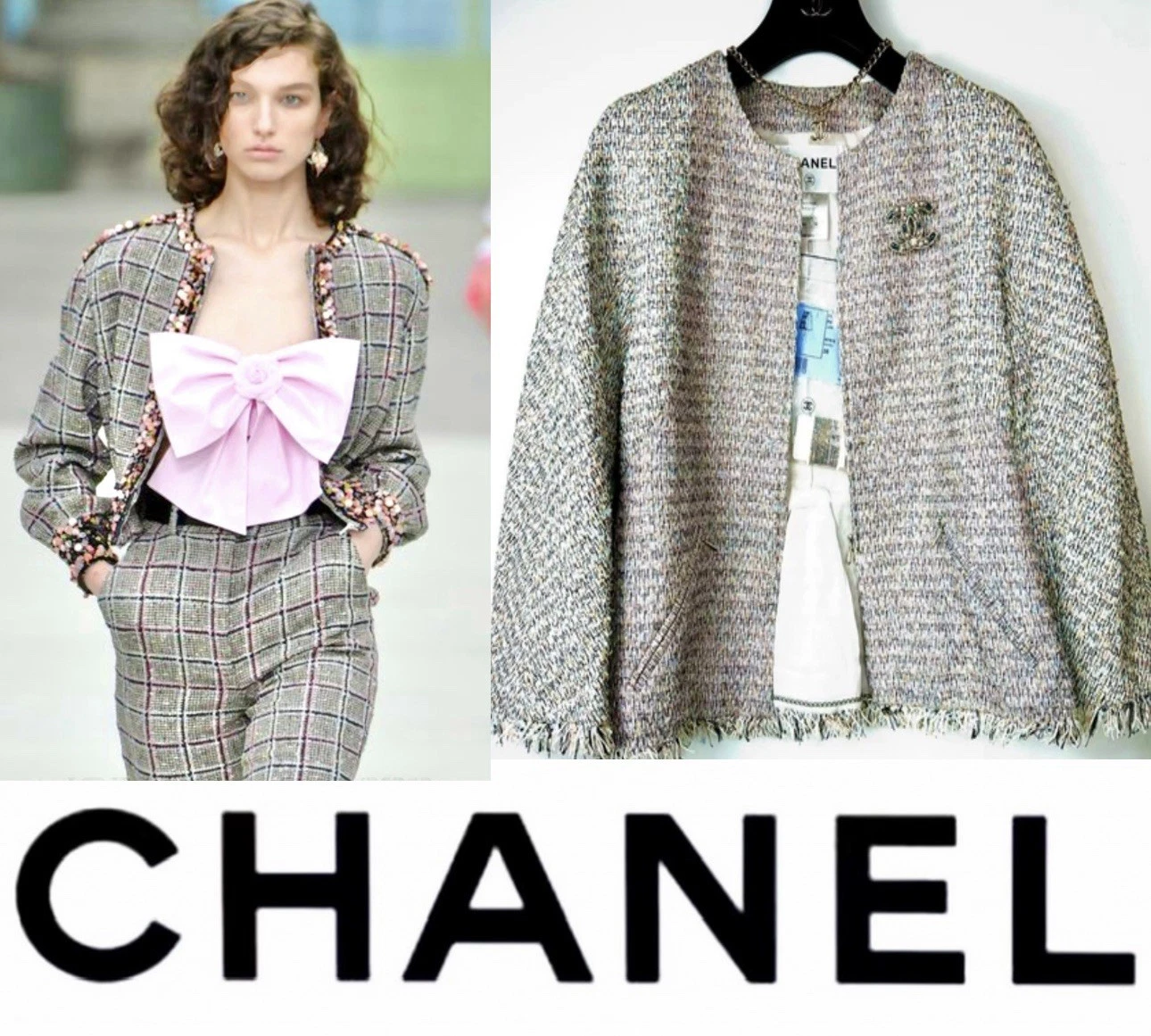 Giacca Chanel Vintage 2011 Rosa Blu Tweed Lesage 34 36 38 2 4 6 Cappotto Top S M