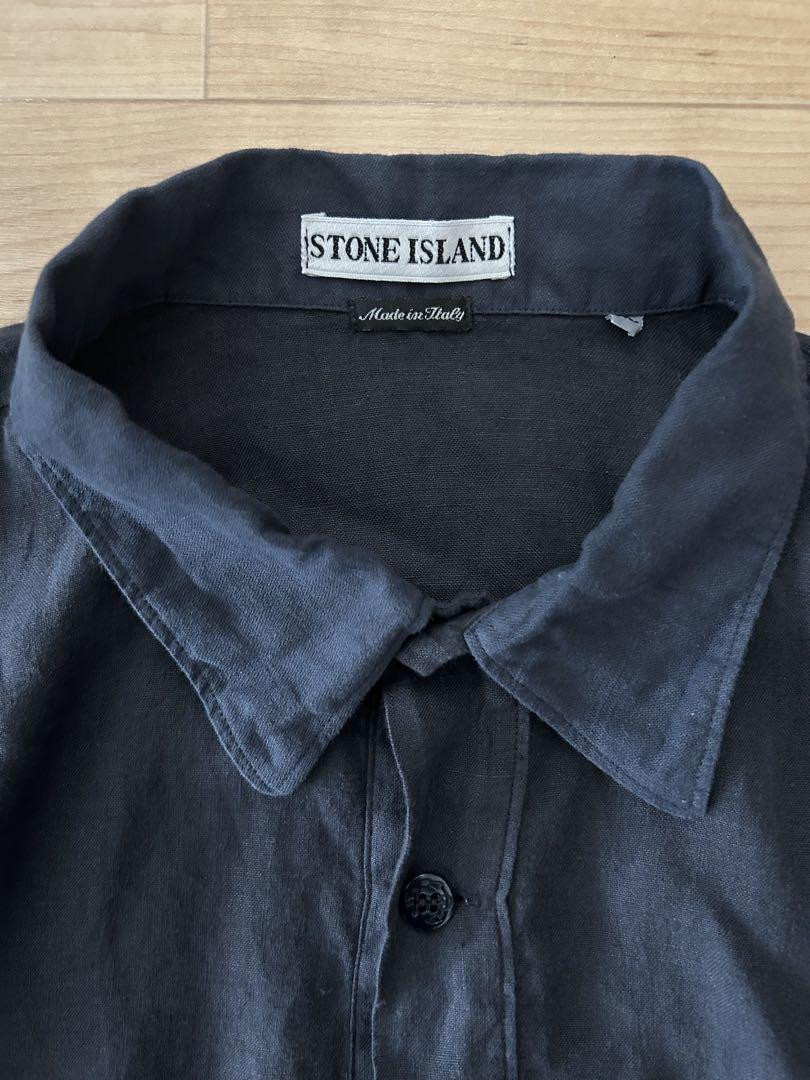 Stone Island 1996 Vintage Linen Shirt Marina, Rare SS Stone Island 1996 Vintage Linen Shirt Marina, Rare SS