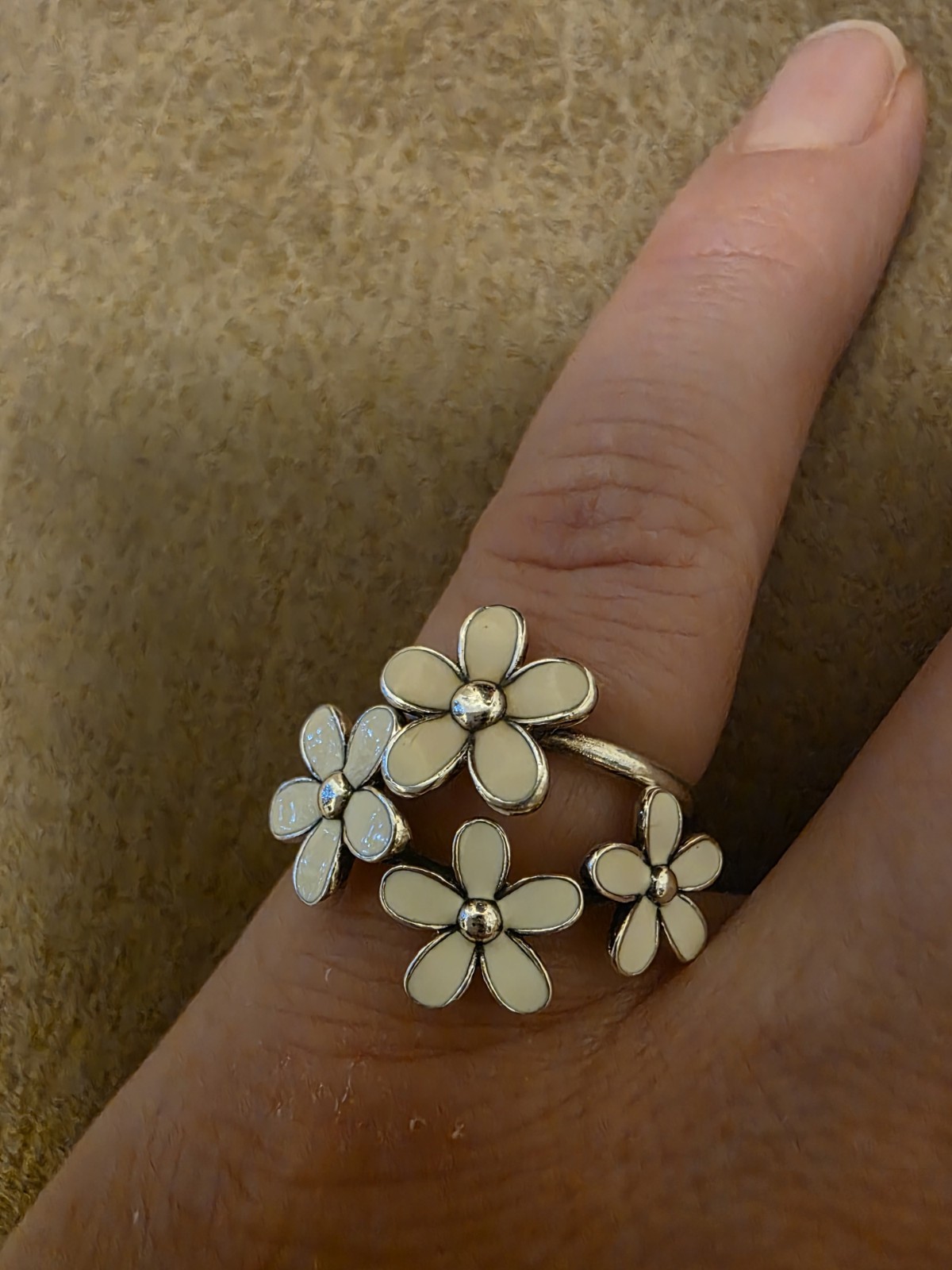 Genuine Pandora Daisy Flower Stackable Rings Size… - image 1