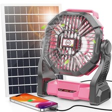 30000mAh Solar Fan with LED Lantern, 10W Solar Panel Rechargeable Battery