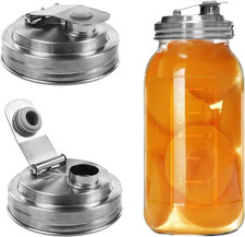 2 Pack Wide Mouth Mason Jar Stainless Steel Pour Spout Lids Flip-Top Leak Proof