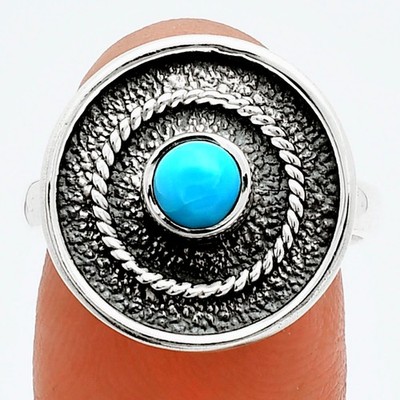 Natural Rare Turquoise Nevada Aztec Mt 925 Silver Ring s.7.5 Jewelry R-1439