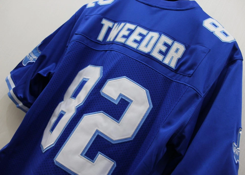 Men Charlie Tweeder #82 Football Jersey West Canaan Coyotes Sewn Varsity Blue - Image 4 of 4