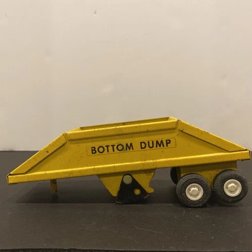 Vintage Toy 1960's Yellow Tonka Mound Mini Bottom Dump Metal Truck Trailer 6.5"