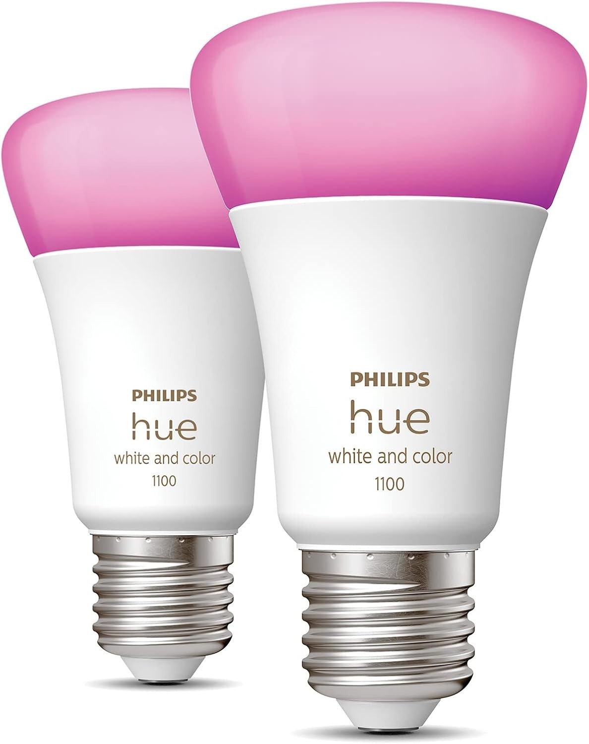 Philips Hue White and Colour Ambiance E27 75W 1100 Lumen Smart Light Bulb 2 Pack