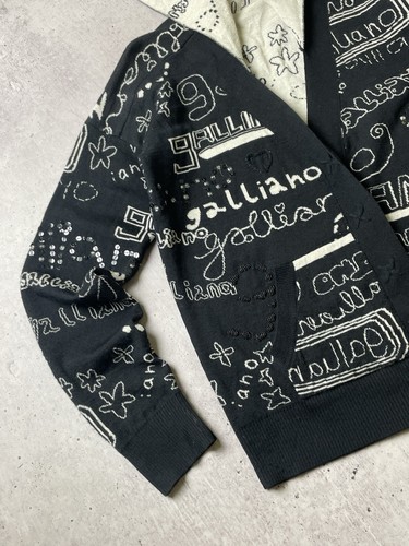 Galliano Damen Hoodie schwarz & silber Wolle Knopfleiste Gr. M - Bild 3 von 15